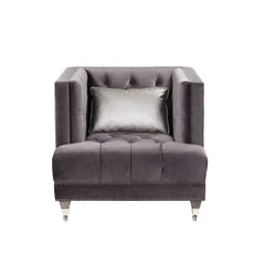 Tight Back & Seat Cushion (1+1) w/2 Pillows, Button Tufted, Nail-head Trim CONSTRUCTION] Pocket Coil Seat