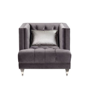 Tight Back & Seat Cushion (1+1) w/2 Pillows, Button Tufted, Nail-head Trim CONSTRUCTION] Pocket Coil Seat