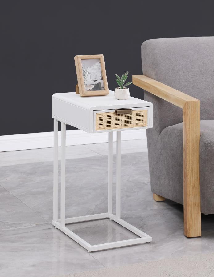 This C-shape side table effortlessly combines style and functionality, making it the perfect accent for your living space. Constructed with a sturdy heavy gauge metal frame, it offers lasting durability while maintaining a sleek, modern profile. The singl