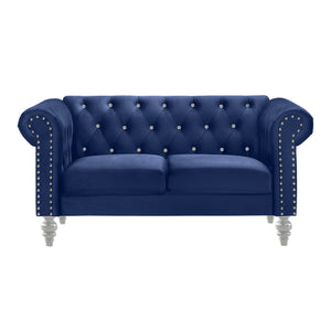  it offers cozy and indulgent seating for two. The glam tailoring features tufted backs and arms 