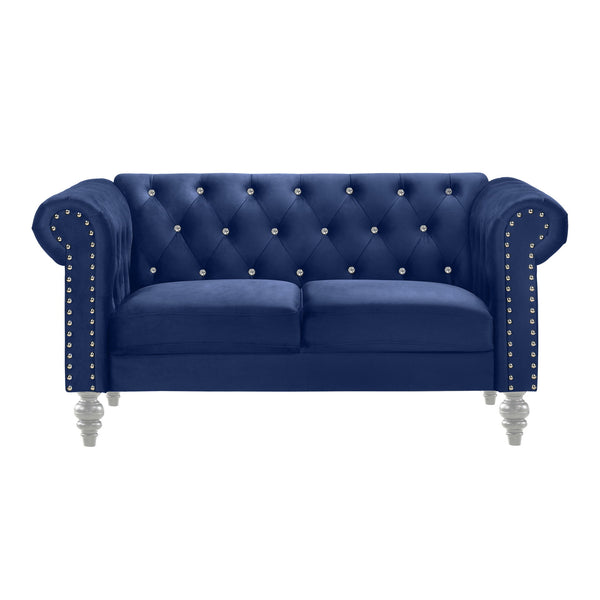  it offers cozy and indulgent seating for two. The glam tailoring features tufted backs and arms 