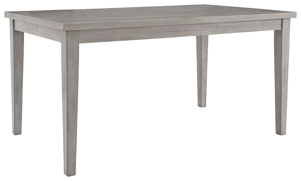 Bring a relaxed yet refined sense of good taste to a space with this casually cool dining room table. Clean-lined frame sports a gray finish thatâ€™s so easy on the eyes. Topped by a durable MEGA-TUFFÂ® melamine surface, this tableâ€™s an easy-living alte
