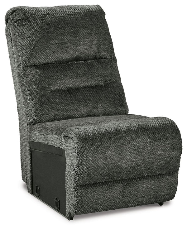 This armless chair is made with polyester upholstery. Pairs with other items in the series to make a sectional.<br><br><b>Additional Dimensions</b><br><ul><li>Seat depth: 23-"</li><li>Seat height: 20-"</li><li>Top of cushion to top of back: 23-"</li><li>S