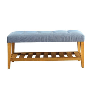  the Charla bench with button tufted full box seat can easily compliment any home styling Decor. The added width of the bottom slats serves as a function shelf. There are 4