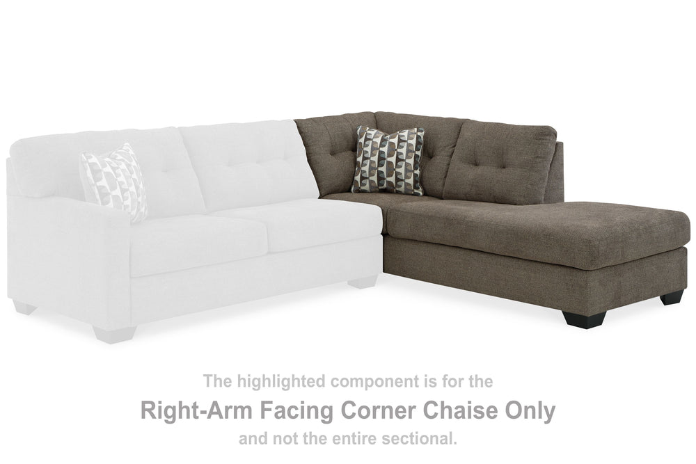This right-arm facing corner chaise is made with polyester upholstery. Pairs with other items in the series to make a sectional.<br><br><b>Additional Dimensions</b><br><ul><li>Arm height: 25-"</li><li>Seat depth: 74-"</li><li>Seat height: 20-"</li><li>Top