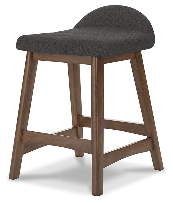 Lyncott - Charcoal / Brown - Upholstered Barstool (Set of 2)