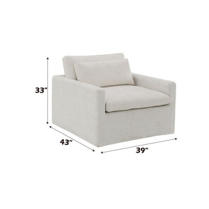 Frederick - Swivel Chair With Pillow - Ivory