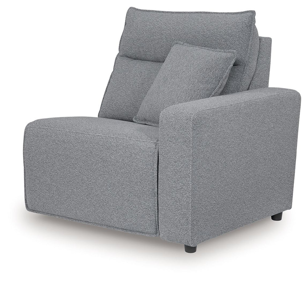 This right-arm facing power recliner is made with Next-Gen Nuvellaâ„¢ fade-resistant, washable fabric. Pairs with other items in the series to make a modular sectional.<br><br><b>Additional Dimensions</b><br><ul><li>Arm height: 26-"</li><li>Seat depth: 23