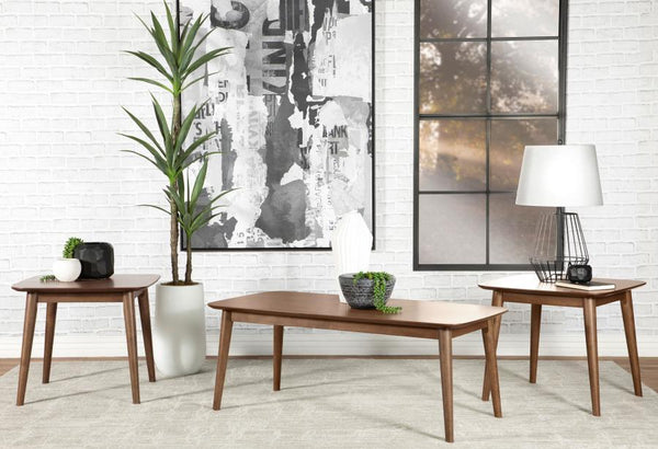  complete with a coffee table and two end tables. Keep books