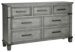 What-'s old is what-'s new with this dresser. Serving up a fresh look in urban farmhouse style, this eclectic piece features a light weathered gray finish with dark aged bronze-tone accents and metal straps for a casually cool sensibility. Profiled drawer