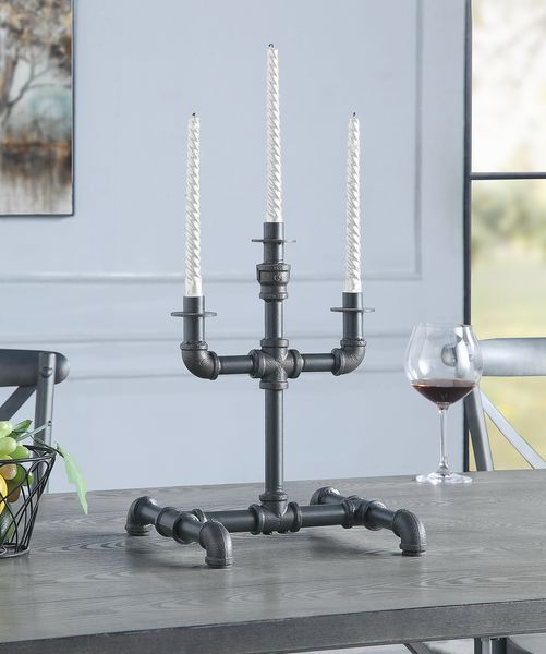 Brantley - Candleholder - Gray, Dark - 11-"<br/><br/><b>Product Features</b><ul><li>Water Pipe Style</li><li>Case: 1Pc/1Ctn</li><li>Finish: Sandy Gray Finish</li><li>Style: Industrial</li><li>Materials: Metal</li></ul><br/>