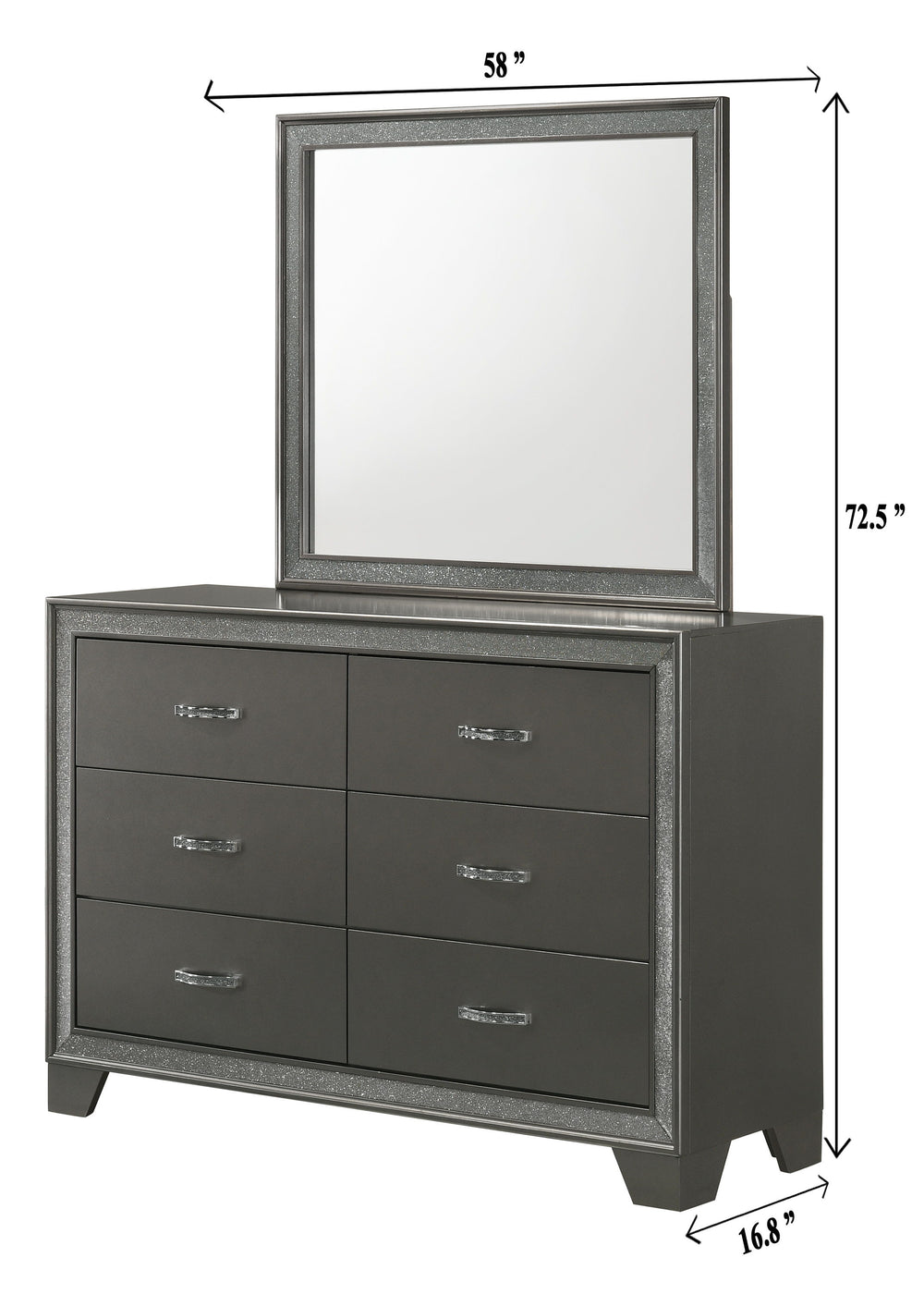 Kaia - Dresser & Mirror - Dark Gray