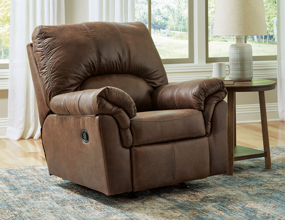 If you love the cool look of leather but long for the warm feel of fabric, youâ€™ll find this rocker recliner fits the bill beautifully. Rest assured, the textural, multi-tonal upholstery is rich with character and interestâ€”while plush, pillowy cushions