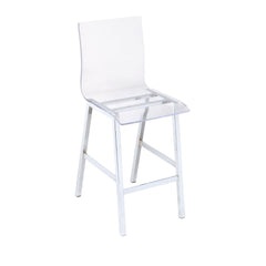 The Nadie counter height chairs feature bent acrylic seats and back support, formed to be comfortable yet stylish. With a chrome finish metal frame and heavy duty acrylic seat, these artistic chairs are sturdily and dependably built. Matching with the sta