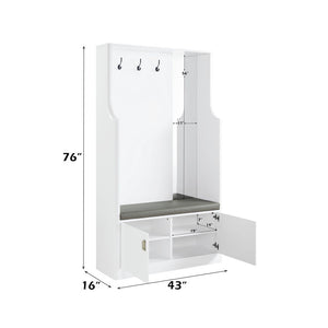 Buck II - Hall Tree - White High Gloss Finish