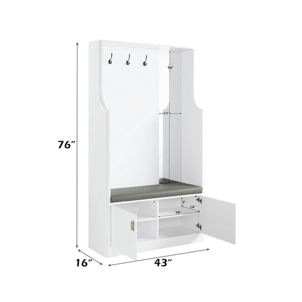 Buck II - Hall Tree - White High Gloss Finish