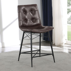  this counter height stool is the ultimate dining room upgrade. The padded seat is wrapped in smooth leatherette for an inviting look and feel. Button tufting adds a subtle