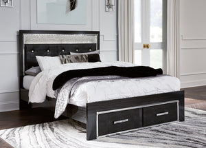 Rest easy. The luxurious look youâ€™ve been dreaming of is yours for the taking, at a price sure to put you at ease. This queen upholstered panel bed with storage brings a sense of old Hollywood with a contemporary flair. A deep, dark finish, faceted chro