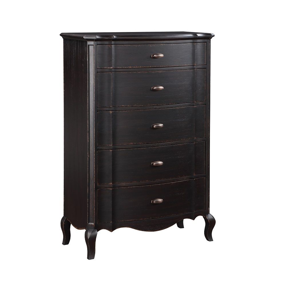 5 Drw Assembled Drawer: GLIDE Side Metal (Full Ext., 45mm), DOVETAIL French Front & English Back, Felt Lined Top Drawer, Manual Close Wooden Cabriole Leg