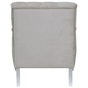 Avonlea - Velvet Upholstered Sloped Arm Chair - Pearl Silver