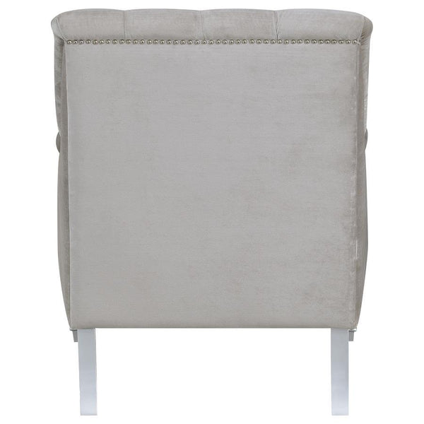Avonlea - Velvet Upholstered Sloped Arm Chair - Pearl Silver