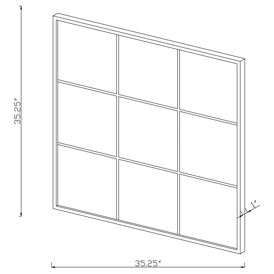 This square mirror features a classic windowpane layout, bringing timeless symmetry and charm to any interior. Divided into nine mirrored panels by slender black trim, it creates a French-inspired grid effect that adds depth and balance to walls. The bold