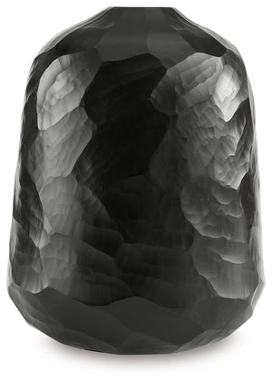 Put the accent on contemporary style with this vase. Wowing with multiple hand-carved facets, the cool black glass delivers true textural appeal from every angle. Itâ€™ll bring an artful touch wherever you see fit.<br/><br/><b>Product Features</b><ul><li>