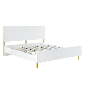Gaines - Eastern King Bed - White High Gloss Finish