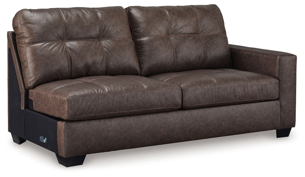This right-arm facing sofa is made with faux leather upholstery. Pairs with other items in the series to make a sectional.<br><br><b>Additional Dimensions</b><br><ul><li>Arm height: 26-"</li><li>Seat depth: 21-"</li><li>Seat height: 20-"</li><li>Top of cu