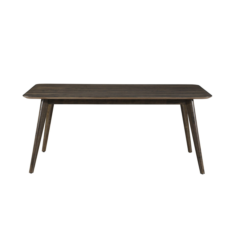 The Rex Mid-Century Modern 72" Rectangle Dining Table in Walnut Brown offers a spacious and stylish solution for your dining area. Crafted from solid rubberwood, manufactured woods, and oak veneers, this table ensures exceptional stability and longevity. 