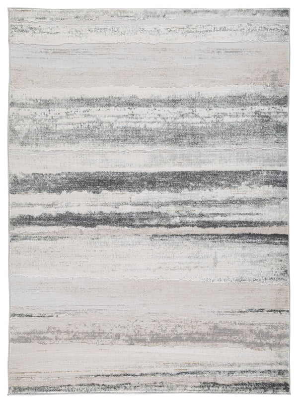 Set off your decor in sophisticated style with this area rug. With a high-low abstract design in cream, gold, sage and shades of gray, it complements a variety of interior design themes.<br/><br/><b>Product Features</b><ul><li>Made of heat set polypropyle