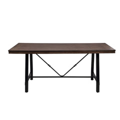 The industrial chic Mariatu wood and metal Bench has a vintage style to enhance any space. The design aesthetic of this handcrafted bench includes a metal frame in a black finish. A rectangular wood top in an oak wood finish contrasts nicely.<br/><br/><b>