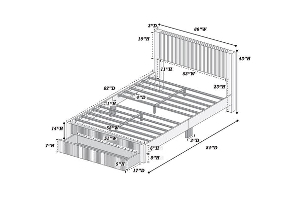 QUEEN BED W/ UNDERBED DRAWER
