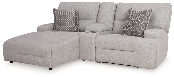 Enjoy the endless adaptability of this power reclining sectional with chaise. Whether youâ€™re hosting guests, setting up for movie night or just need a refresh, the modular design allows you to rearrange the pieces as you please. One-touch controls effor
