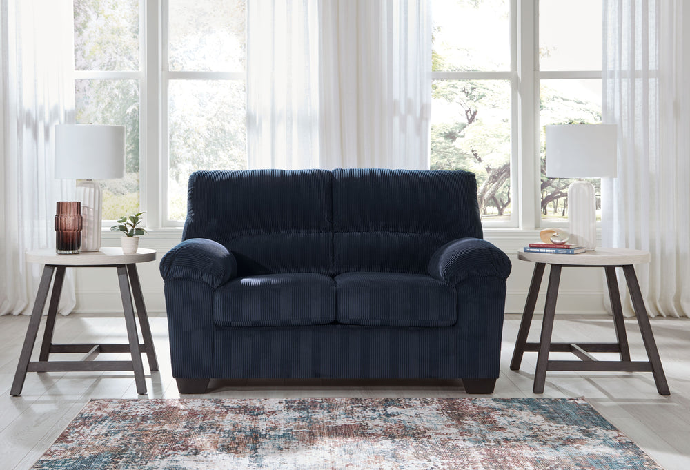 This loveseat is a cozy interpretation of casual contemporary style. Its super-soft corduroy makes curling up with a book or your favorite show that much more comfortable. You-'re sure to appreciate its sincere styling and homey approach to relaxation.<br