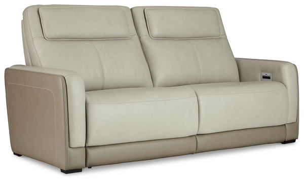  with two-tone upholstery in neutral hues creating subtly striking visual intrigue. And with one-touch reclining