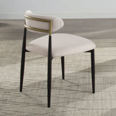Jaramillo - Side Chair (Set of 2) - Beige Fabric & Black Finish
