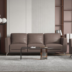 Make a chic addition to your living room, the Malaga living room collection is one youâ€™ll want to spend lots of time in. This beautiful cream or taupe leather sofa set features contrast tone stitching and unique chrome legs. Its deep, comfy seat and tra