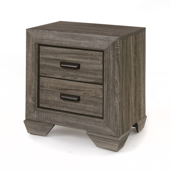 The Lyndon nightstand in weathered gray grain finish creates a welcoming and warm appeal. All drawers have English dovetail with center metal glides. The horizontal line design brings a relaxing and interesting environment. The nightstand has abundant sto