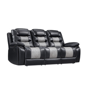 Elevate your relaxation experience with the Nikko Dual Recliner Sofa with Power Footrests, Hidden Cupholders, and Drop Down Snack Tray . This sofa, crafted with long-lasting construction using hardwood and plywood frames, offers stable and durable seating