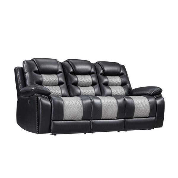 Elevate your relaxation experience with the Nikko Dual Recliner Sofa with Power Footrests, Hidden Cupholders, and Drop Down Snack Tray . This sofa, crafted with long-lasting construction using hardwood and plywood frames, offers stable and durable seating