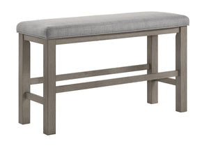 This dining set exudes modern elegance with its counter-height design and a soft grey finish that beautifully complements any contemporary decor. The set features a sturdy, expandable square table that balances clean lines with a rustic wood grain texture