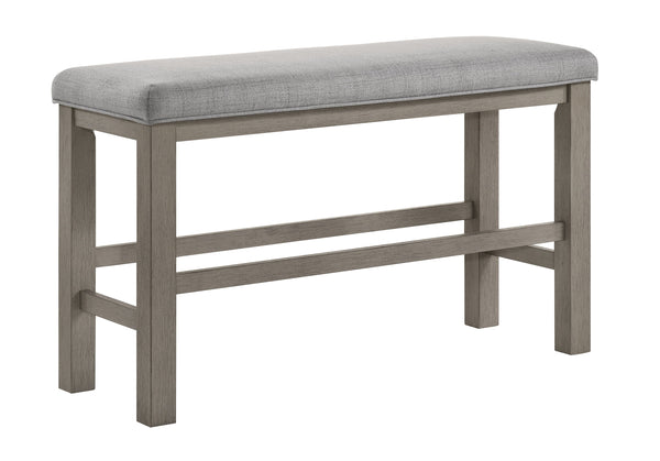 This dining set exudes modern elegance with its counter-height design and a soft grey finish that beautifully complements any contemporary decor. The set features a sturdy, expandable square table that balances clean lines with a rustic wood grain texture