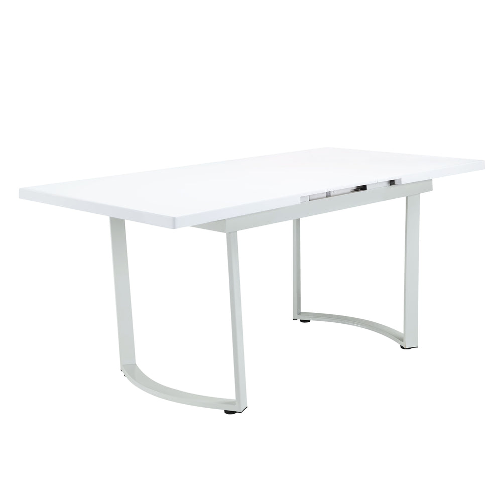 Modern and sophisticated, the Palton dining table offers an extension leaf that will add much-needed tabletop space for guests and additional workspace. The white high gloss finish