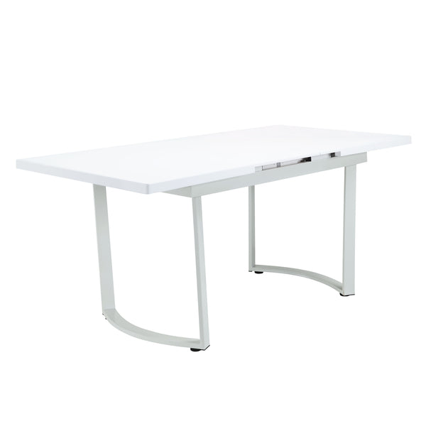  the Palton dining table offers an extension leaf that will add much-needed tabletop space for guests and additional workspace. The white high gloss finish