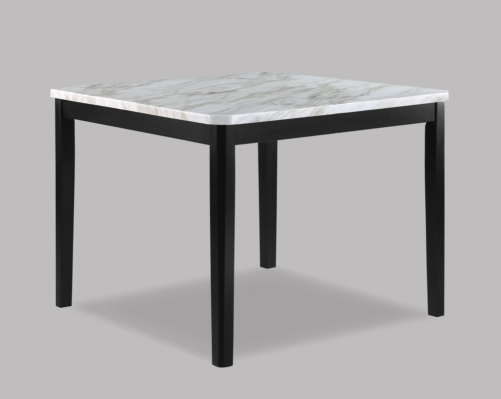 Elevate your dining space with this luxurious and modern counter height dining group, designed to bring elegance and sophistication to every meal. The stunning faux-marble tabletop offers a sleek and polished look, beautifully complemented by the bold, bl