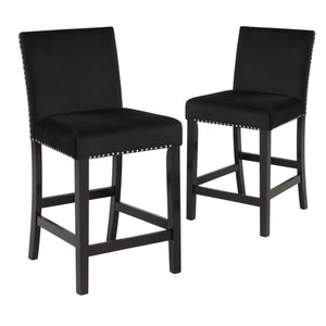 Introducing the New Classic Furniture Celeste Counter Dining Chair â€“ a set of two chairs designed to combine style, comfort, and durability seamlessly. Crafted with solid Rubberwood legs and base stretchers that double as footrests, these counter chairs