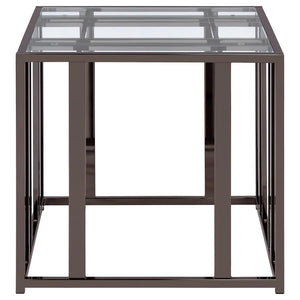 Adri - Rectangular Glass Top Side End Table - Black Nickel