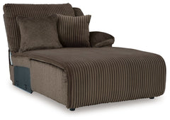 This right-arm facing press back chaise is made with polyester upholstery. Pairs with other items in the series to make a sectional.<br><br><b>Additional Dimensions</b><br><ul><li>Leg height: 2.25-"</li><li>Minimum width of doorway for delivery: 36-"</li>