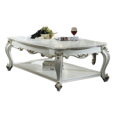 Inspire your home and create an upscale atmosphere with the Picardy Coffee Table. This coffee table adds classic style to any sitting area featuring a traditional handcrafted design. This luxurious coffee table features a solid wood frame in antique pearl
